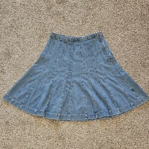 Christopher & Banks Blue Denim Panelled Skater Skirt